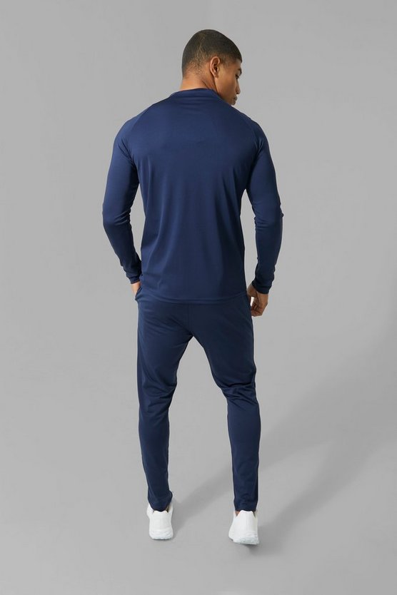 Man Active Skinny Rundhals-Trainingsanzug mit 1/4 Reißverschluss