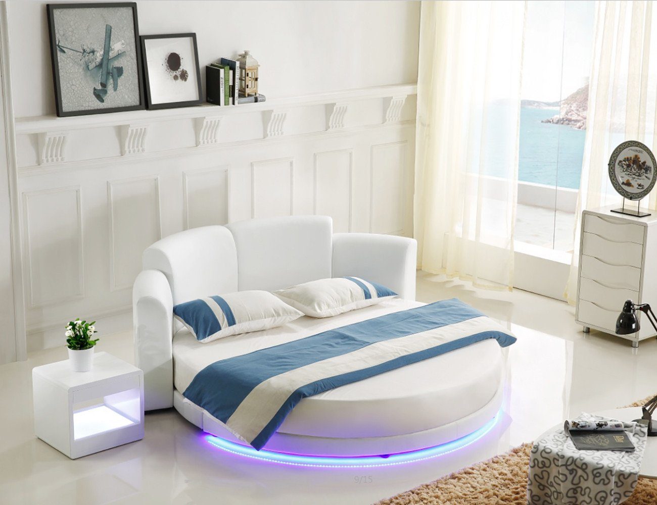 Touch me Bett Rundes Bett + Boden licht RGB Rovereto