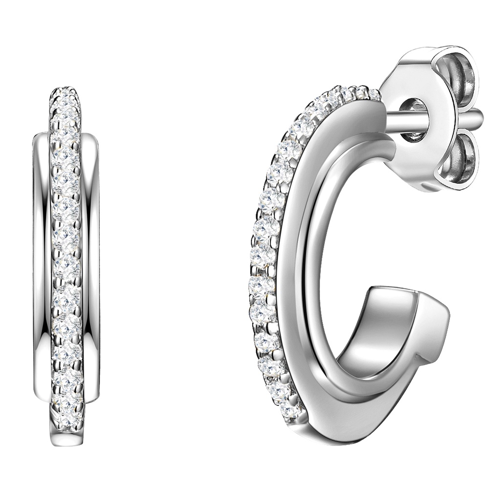 Glanzstücke München Créoles en argent Argent sterling Oxyde de zirconium (CZ) en Argent Boucles d'oreilles