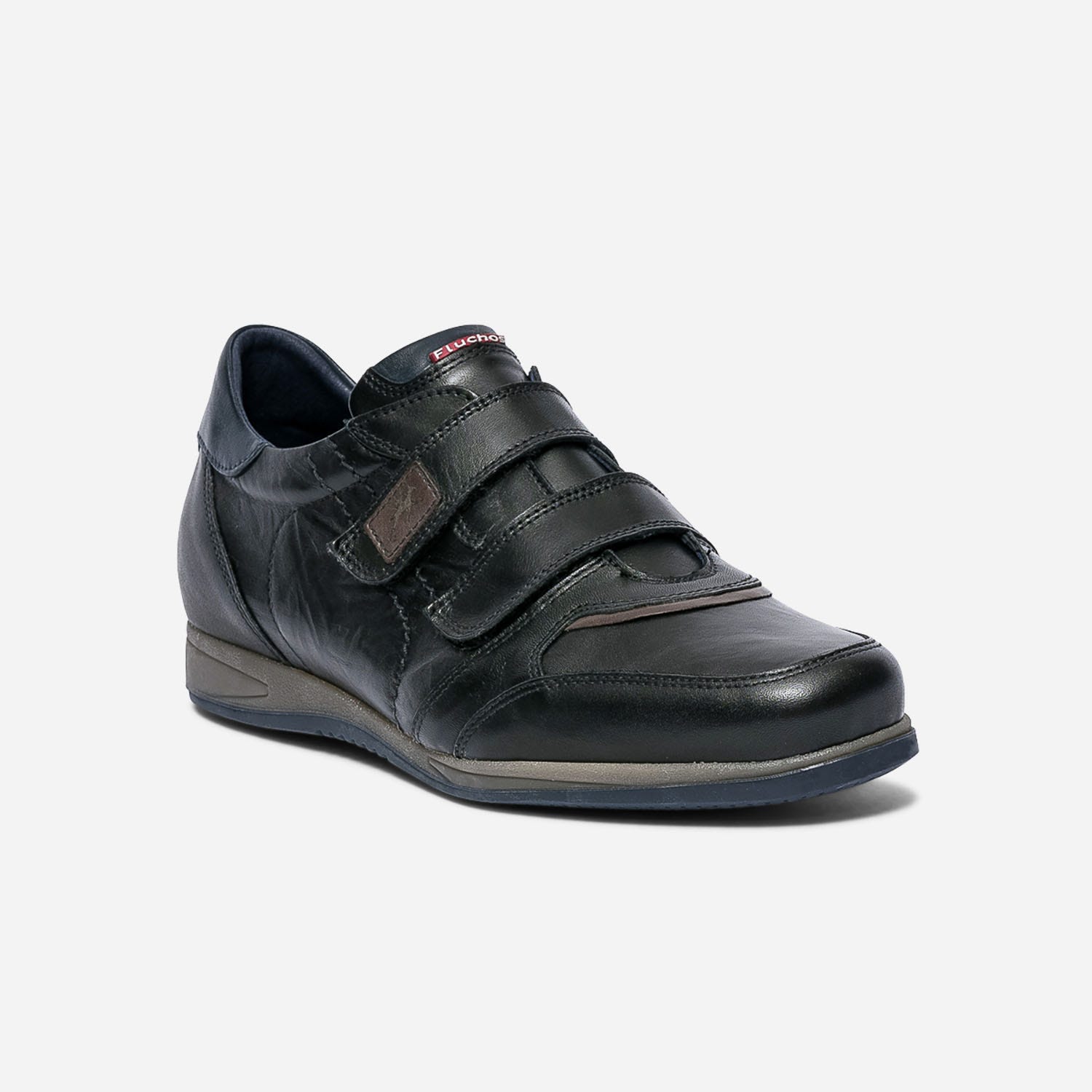 Derby détente FLUCHOS noir en cuir à scratchs