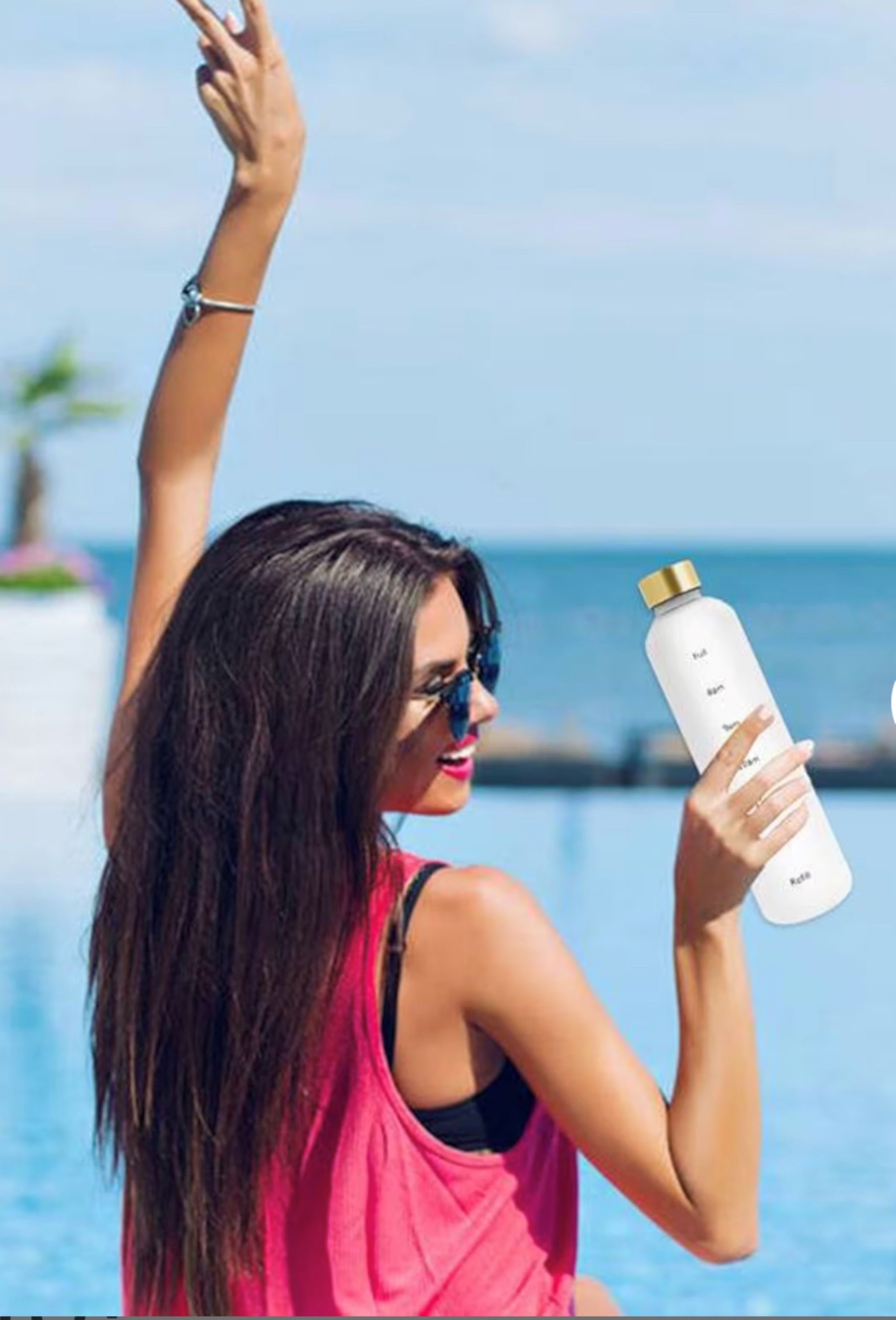 Botells Trinkflasche Wasserflasche, Trink Motivation Skala, edel, auslaufsicher, nachhaltig, Kohlensäure geeignet, Schule, Beruf, Sport, Freizeit