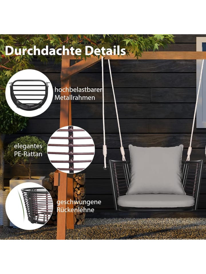 COSTWAY Hängesessel 180kg belastbar in Grau günstig kaufen onesize