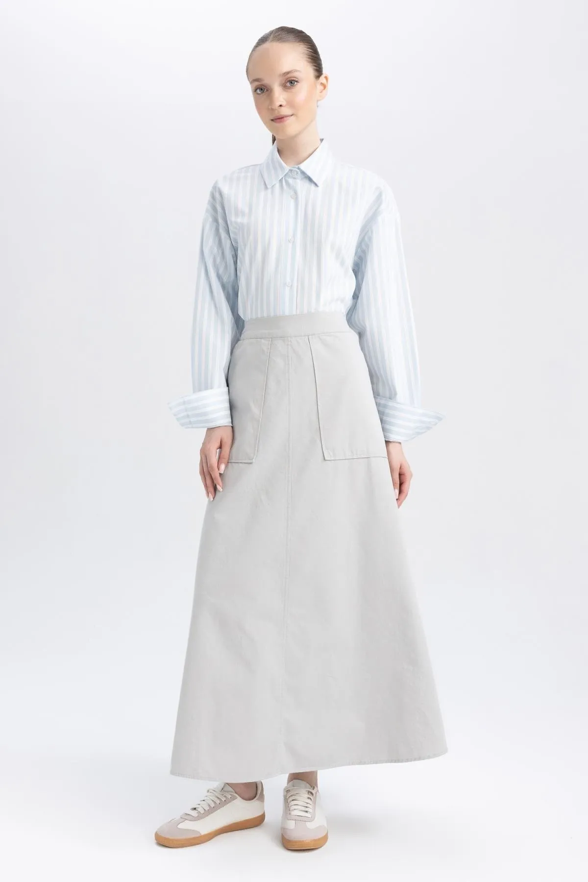 DeFacto  A-Linien-Gabardine-Maxirock A9564ax23au