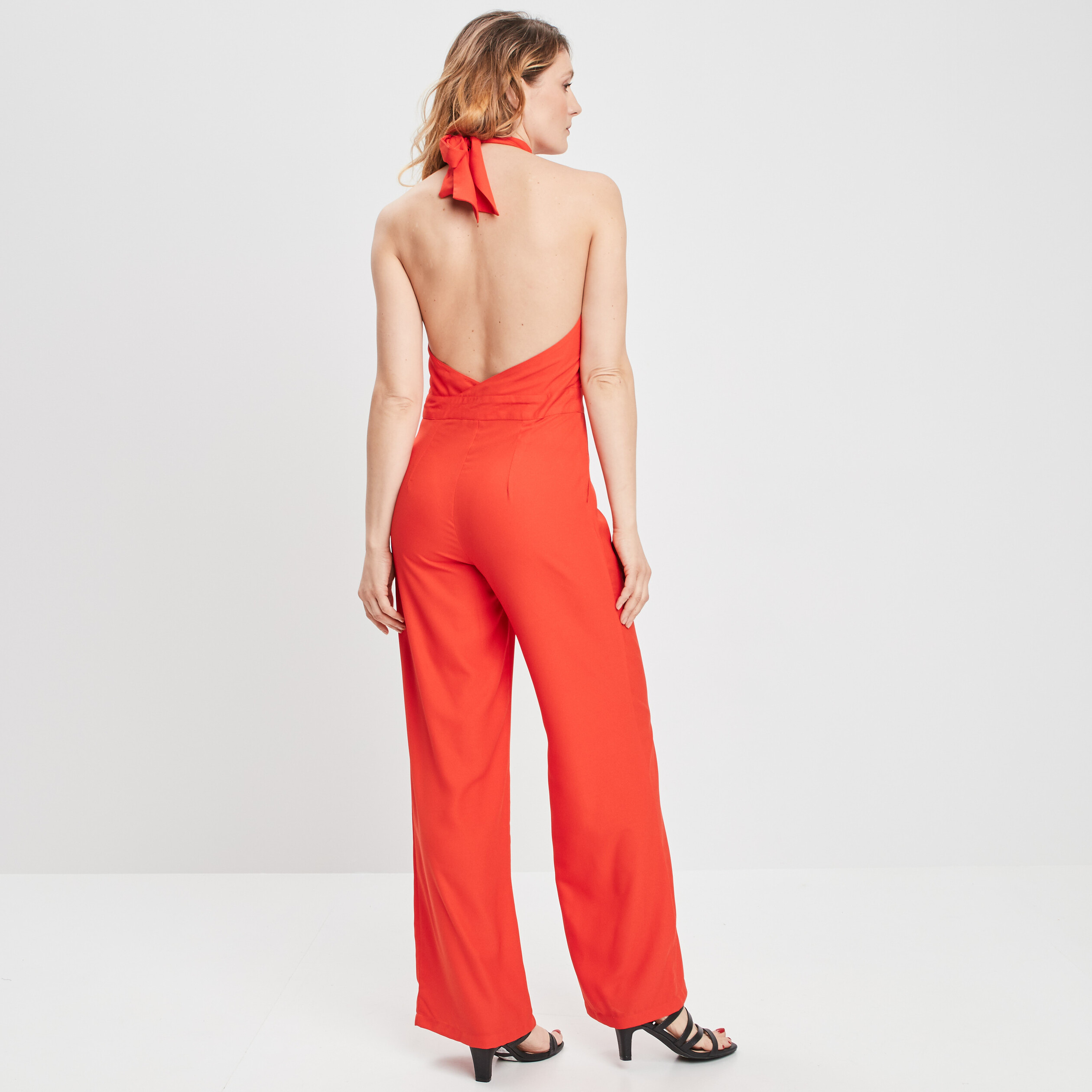 Combinaison pantalon large rouge femme | La Halle