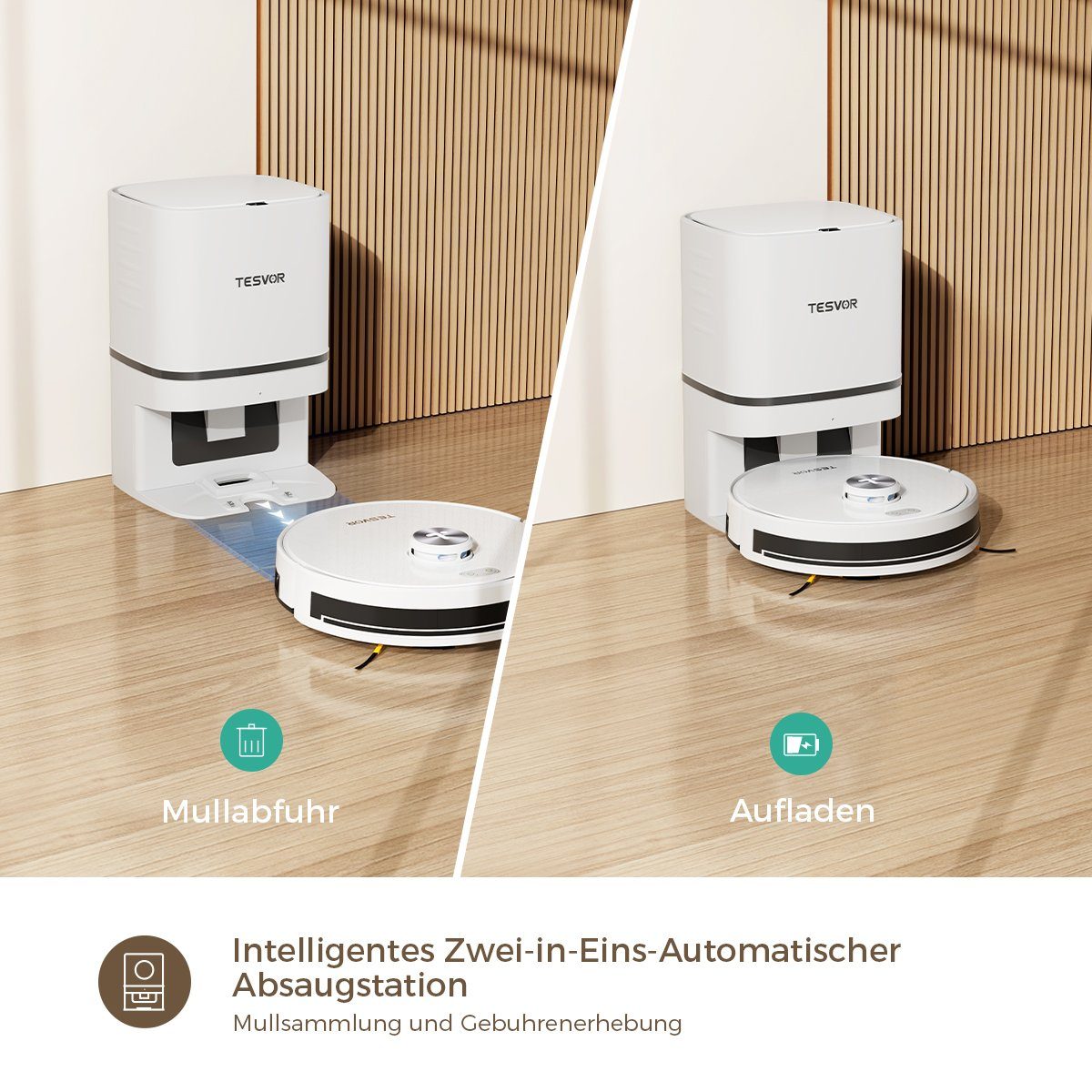 Tesvor Saugroboter S7PRO AES 6000PA 5200mAh mit Wischfunktion und Absaugstation