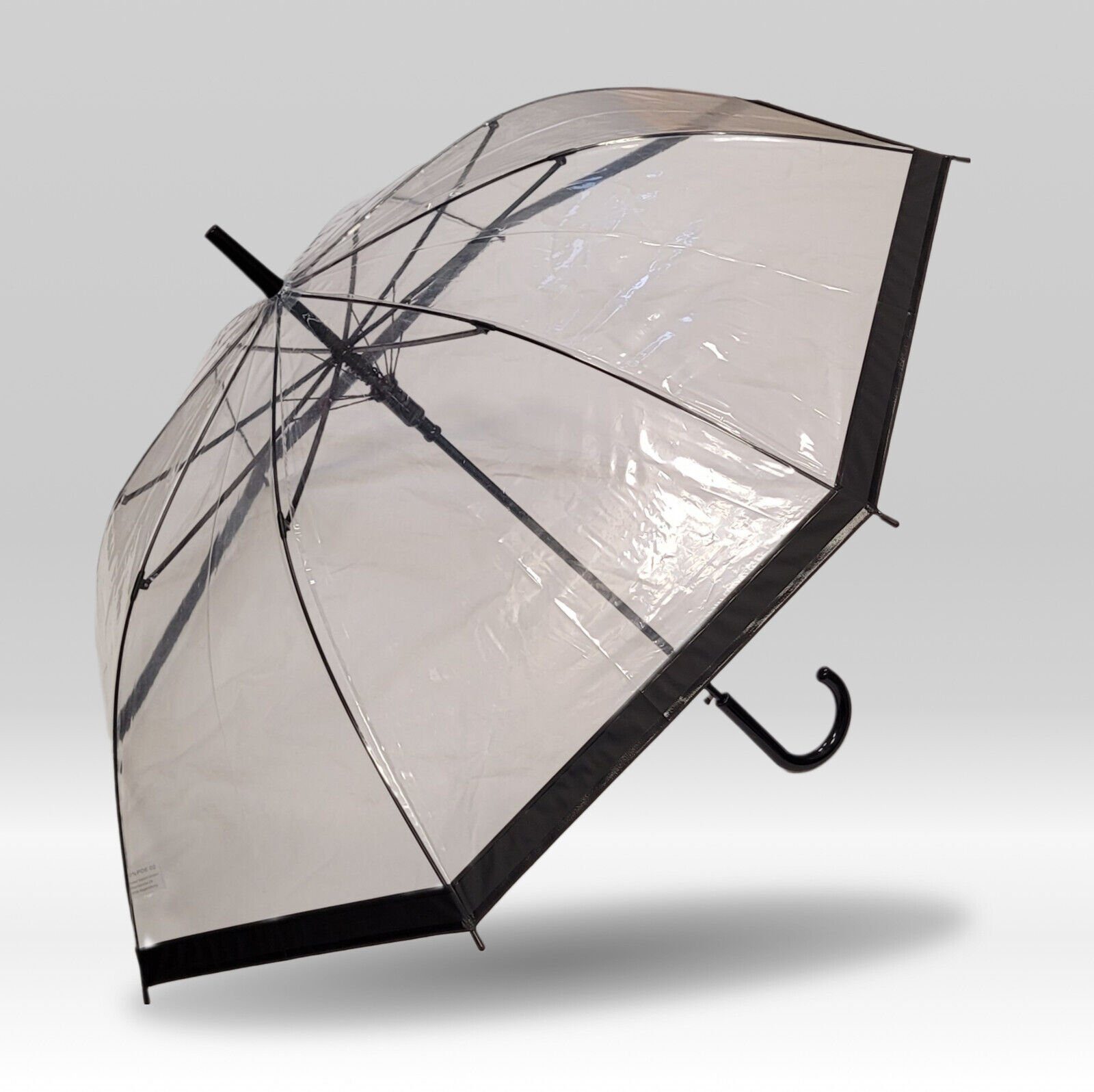 Dr. Neuser Stockregenschirm Regenschirm mit Automatik, transparent durchsichtig, mit farbiger Borte, schwarz
