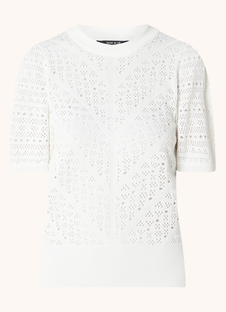 NIKKIE Phadi top with openwork design and puff sleeves