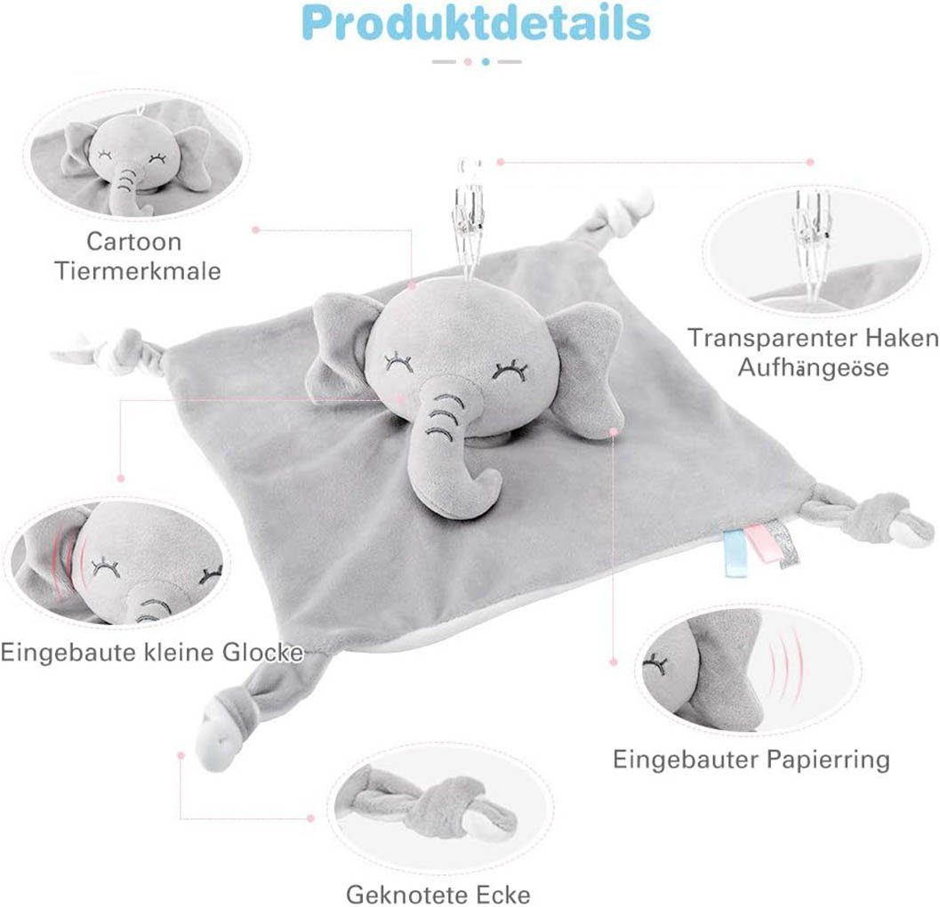 Runxizhou Schnuffeltuch Schmusetuch Elefant,Schnuffeltuch 0+ Monaten Kuscheltuch, (1-tlg)