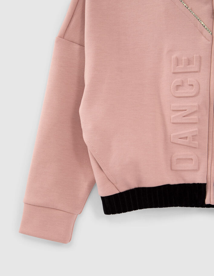Cardigan rose cropped message embossé fille