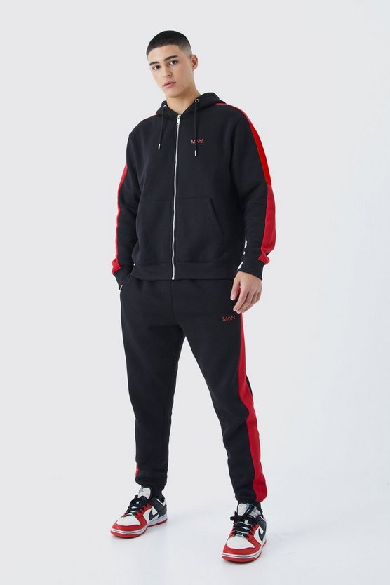 Slim-Fit Original Man Hoodie-Trainingsanzug mit Reißverschluss