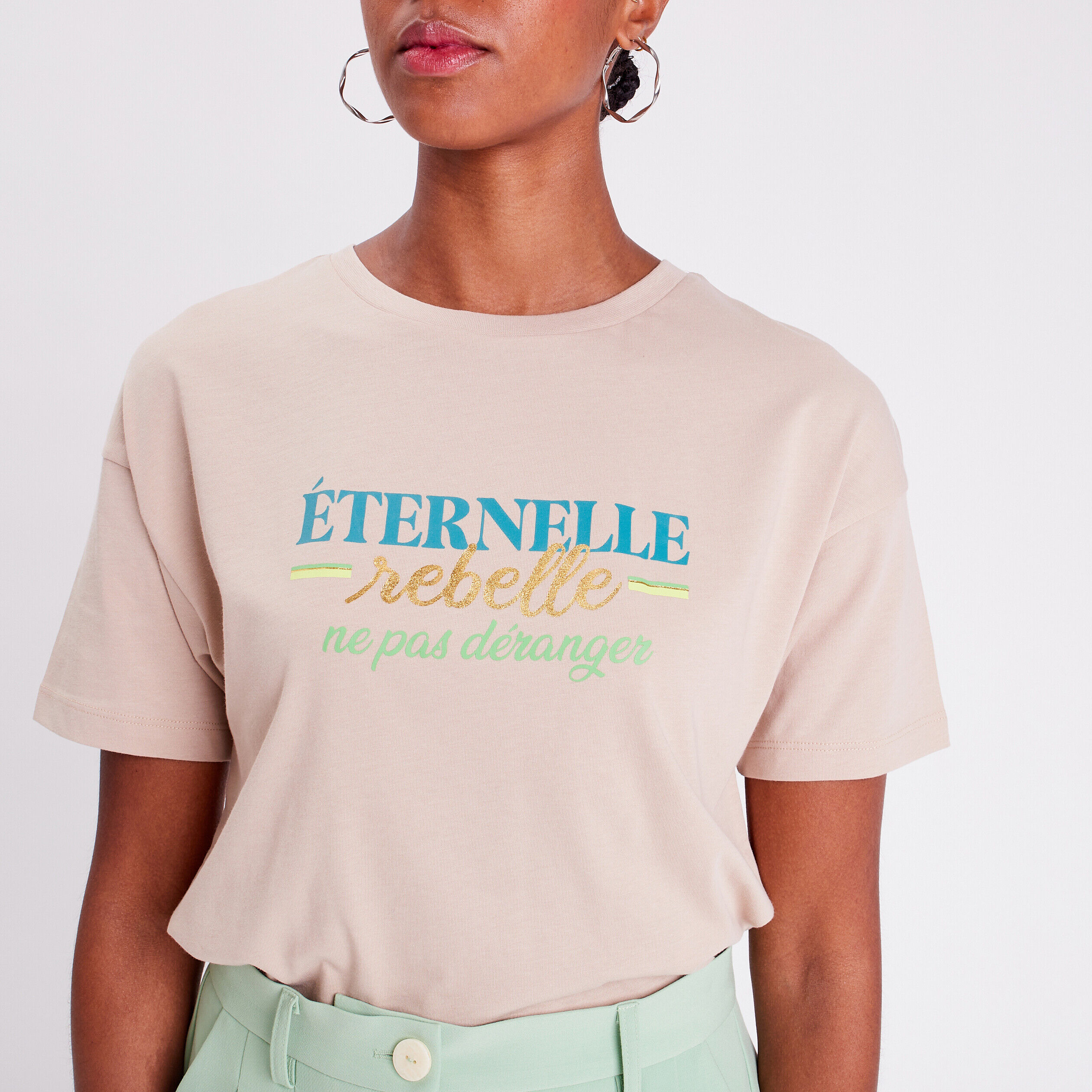 T-shirt manches courtes sable femme | Cache Cache