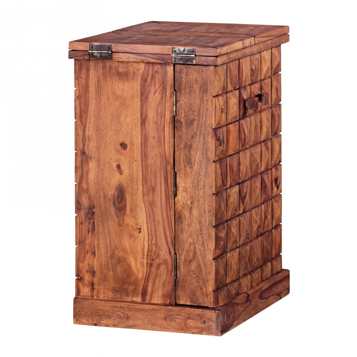 Wohnling Hausbar Massivholz Sheesham Weinbar ausklappbar Vitrine Landhausstil Barschrank Aufbewahrung Flaschen Gläser