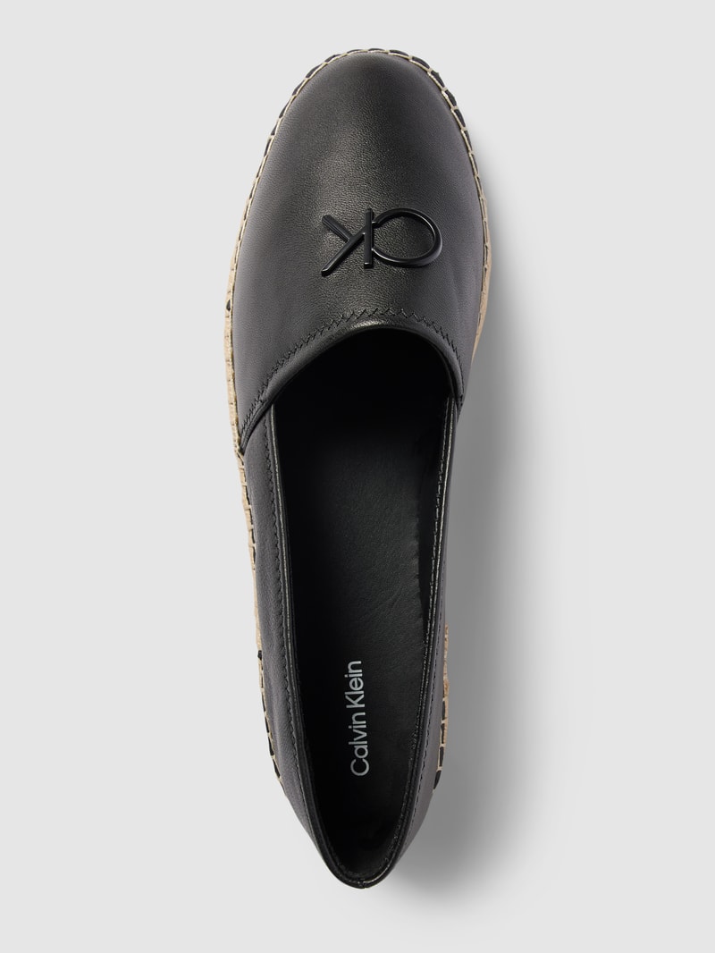 Espadrilles mit Label-Applikation in schwarz