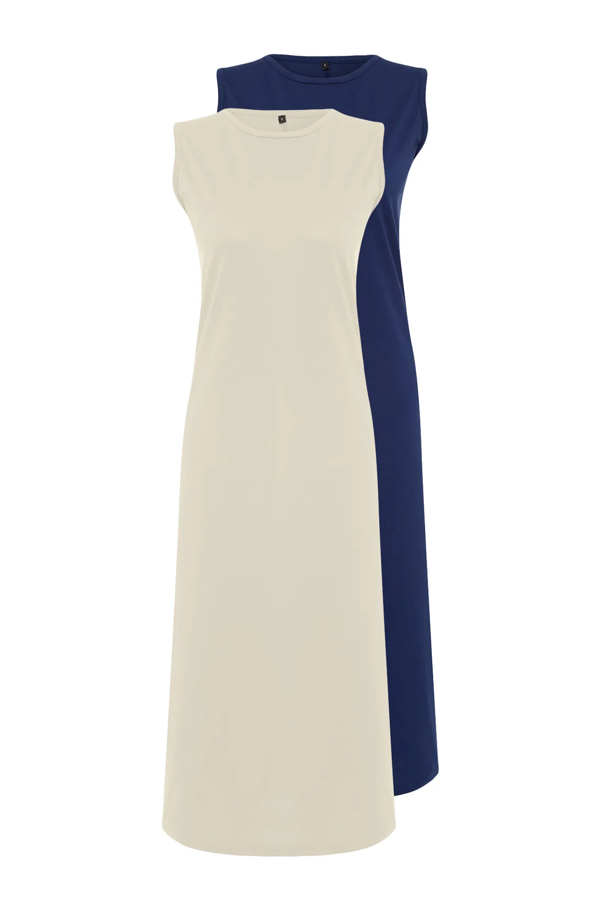 Trendyol Modest  Marineblau-Nerz, 2er-Pack Kleid mit Strickfutter aus 100 % Baumwolle TCTAW22UK0110