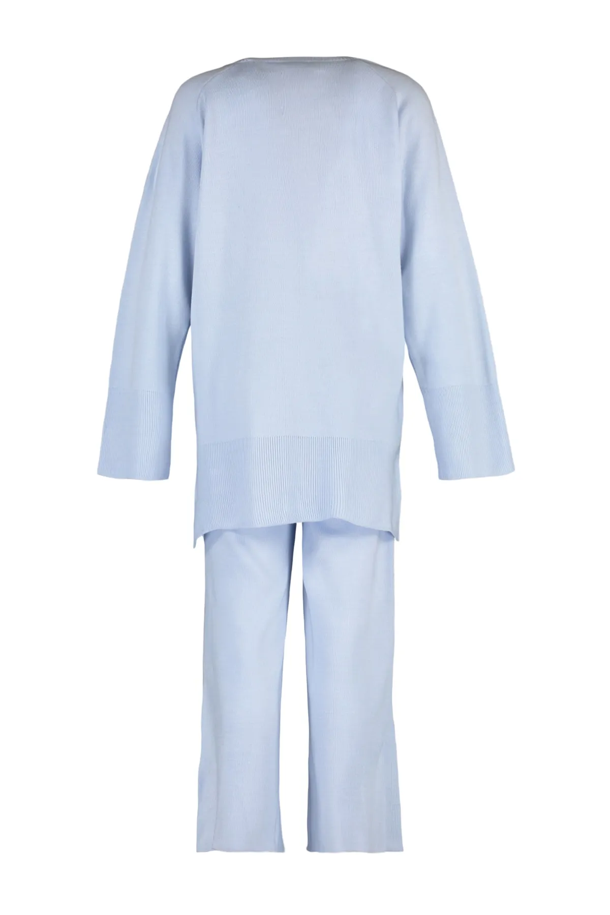 Trendyol Modest  Graues Strickset mit Pullover und Hose mit Schlitzdetail TCTAW23US00030
