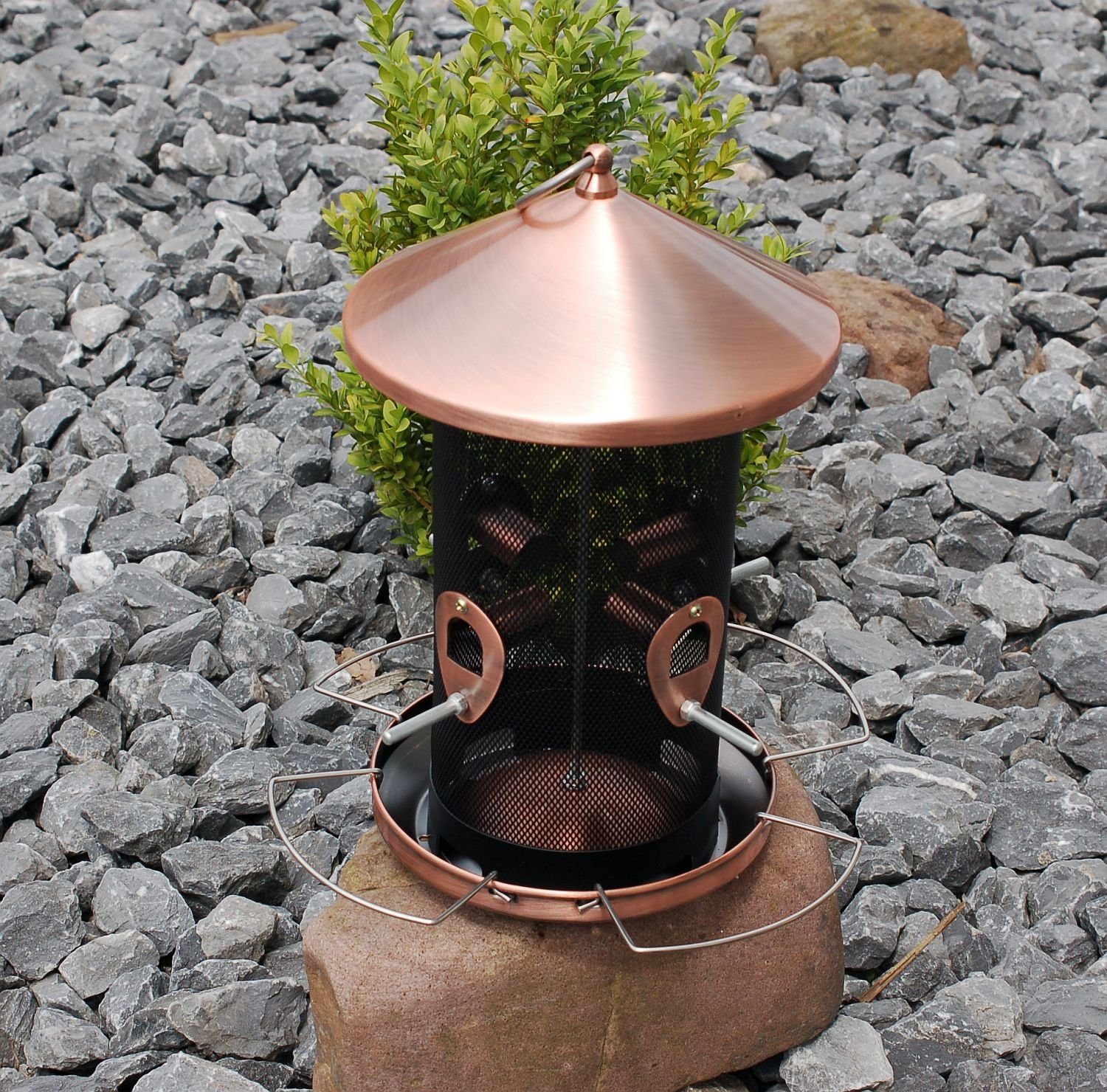 sesua Vogelhaus Metall Vogelfuttersäule Gourmet Kupfer 17x30 cm Vogelfutterstation Futtersilo
