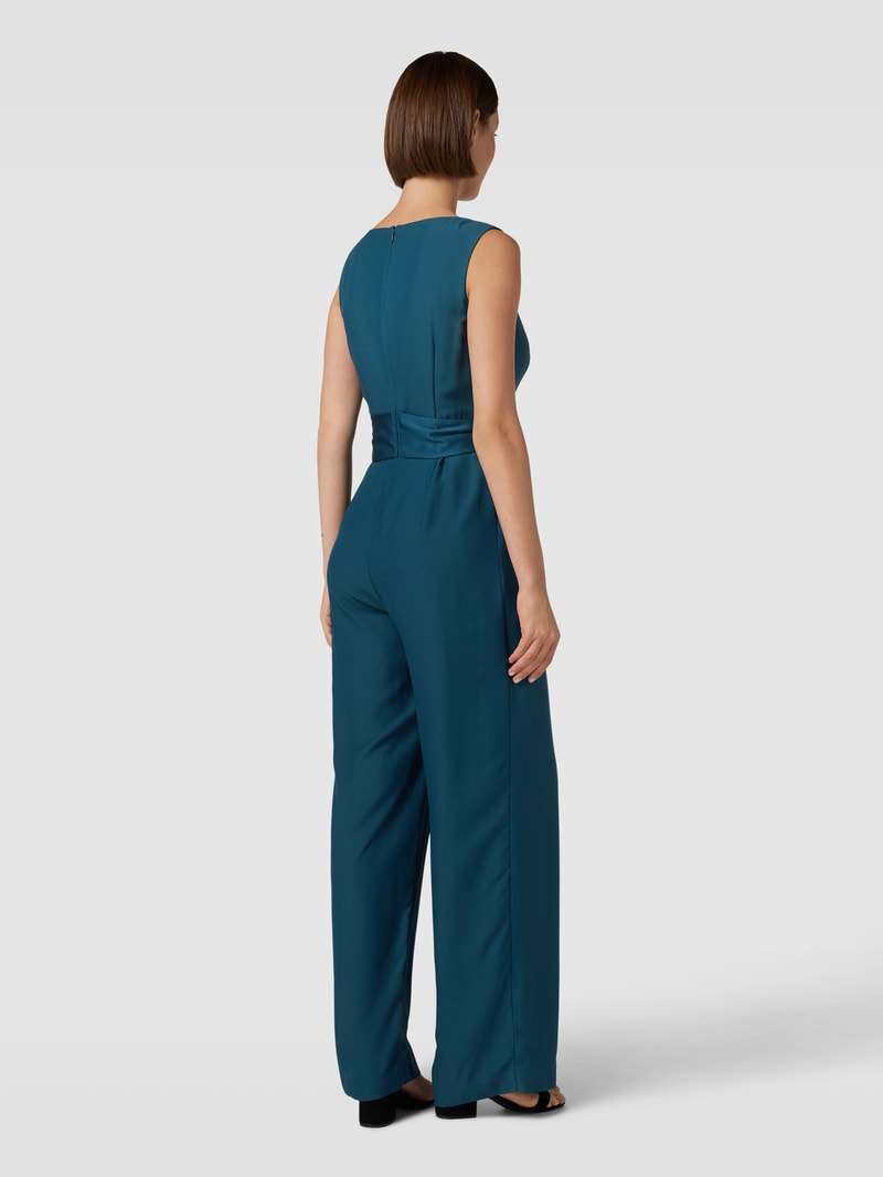 Jumpsuit mit Taillengürtel in bottle meliert