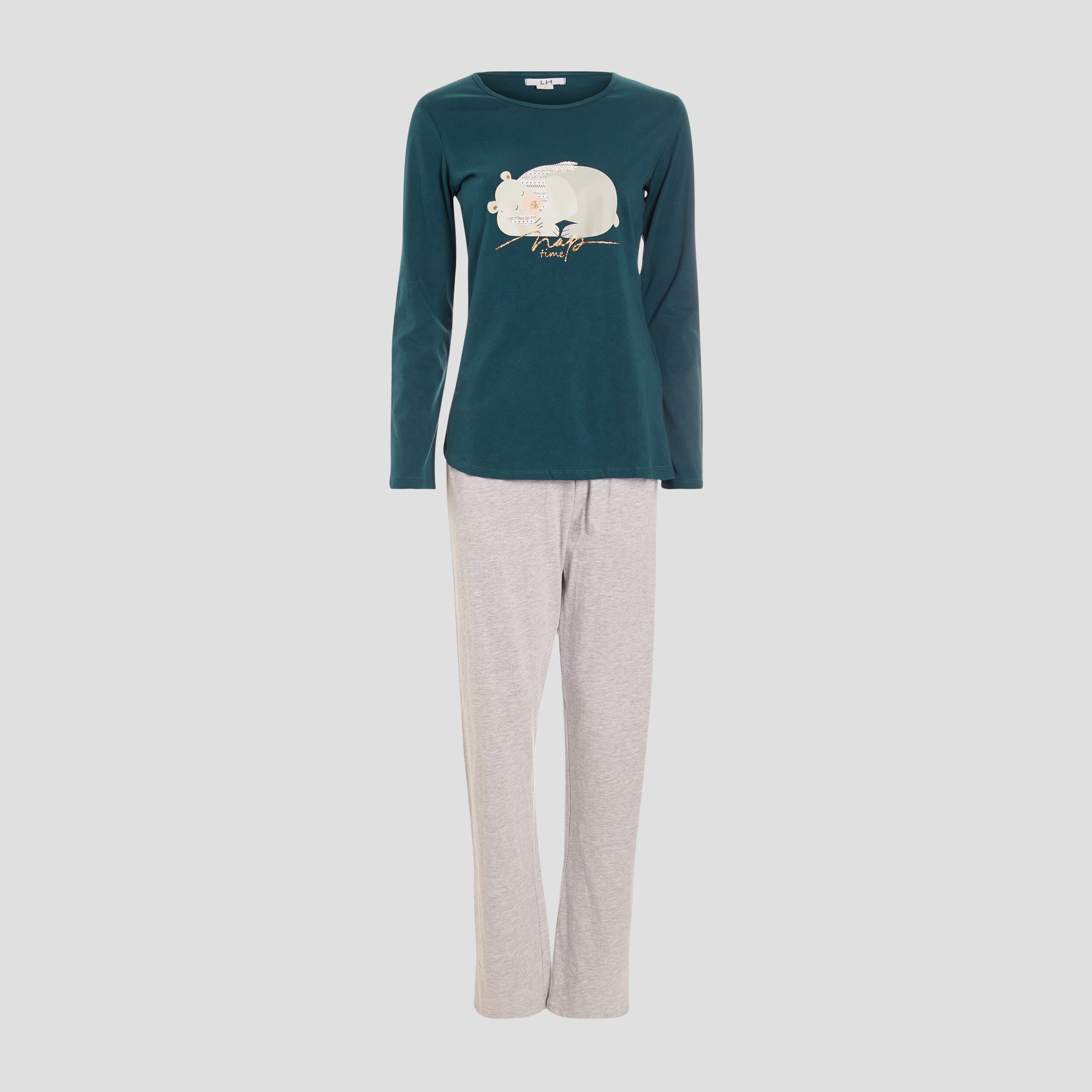 Ensemble pyjama 2 pièces vert foncé femme | La Halle