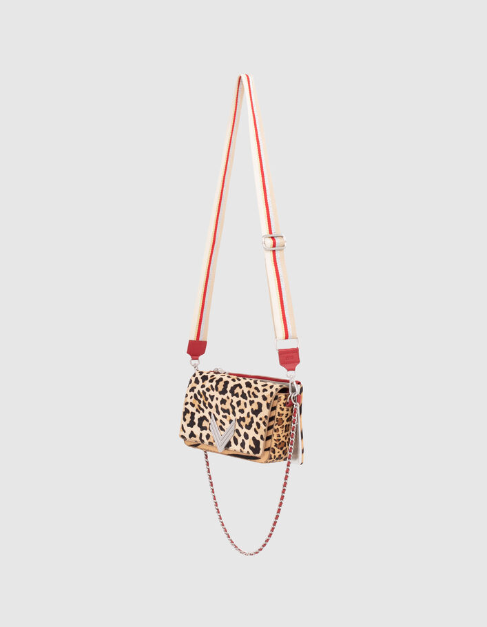 Le 111 Amy cuir d'agneau argenté et cuir de vachette effet pony léopard femme