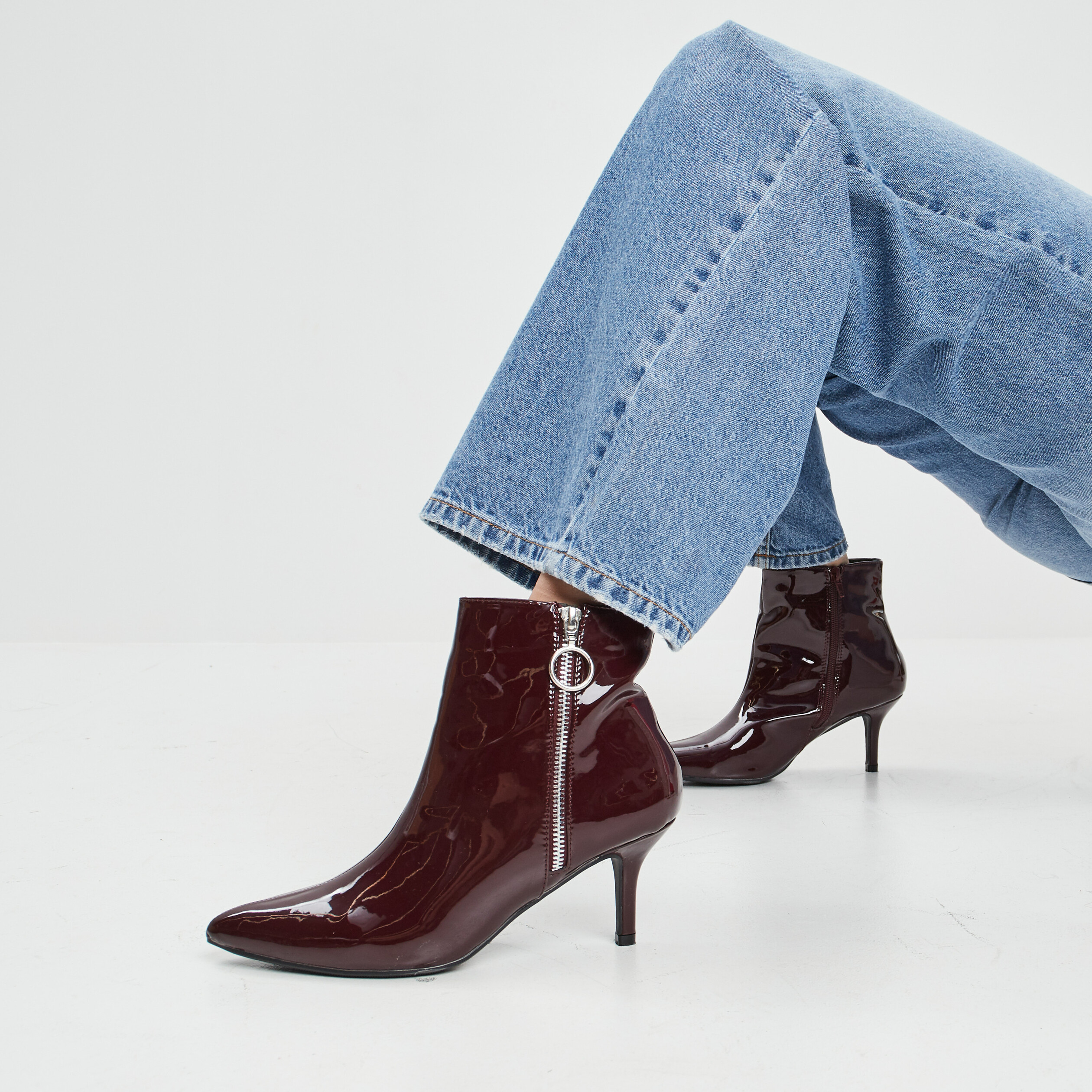 Bottines vernies à talons bordeaux femme | La Halle