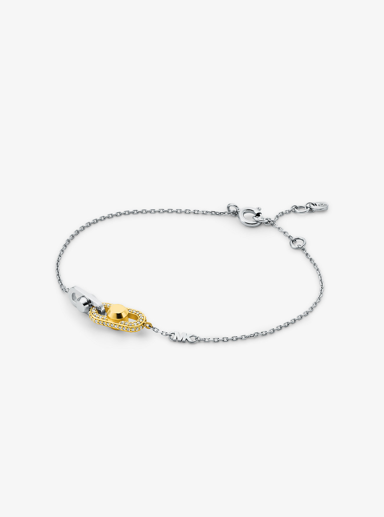 Astor Link Precious Metal-Plated Sterling Silver Pavé Bracelet - TWO TONE