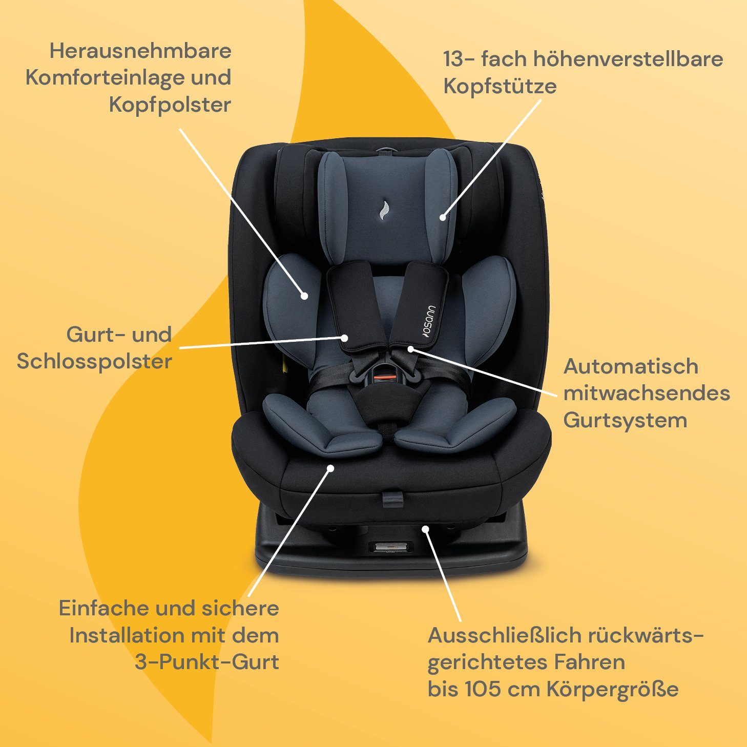 Osann Autokindersitz Huddle, ab: Geburt, Kindersitz ohne Isofix, für Kinder von 40 bis 135 cm