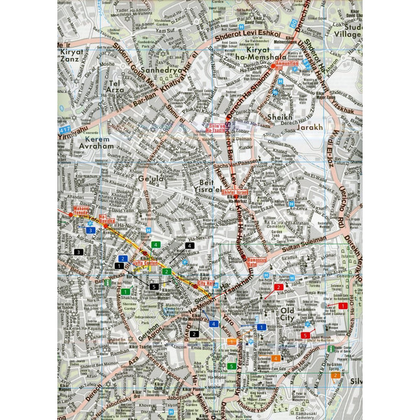 Jerusalem, Stadtplan 1:12.500, City Pocket + The Big Five - Stadtplan