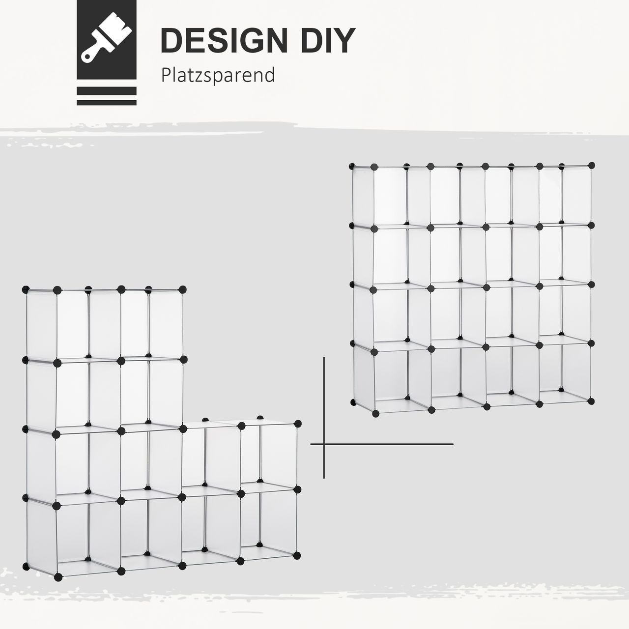 HOMCOM DIY Würfel Regalsystem 16 Würfeln Standregal 125 x 32 x 125 cm