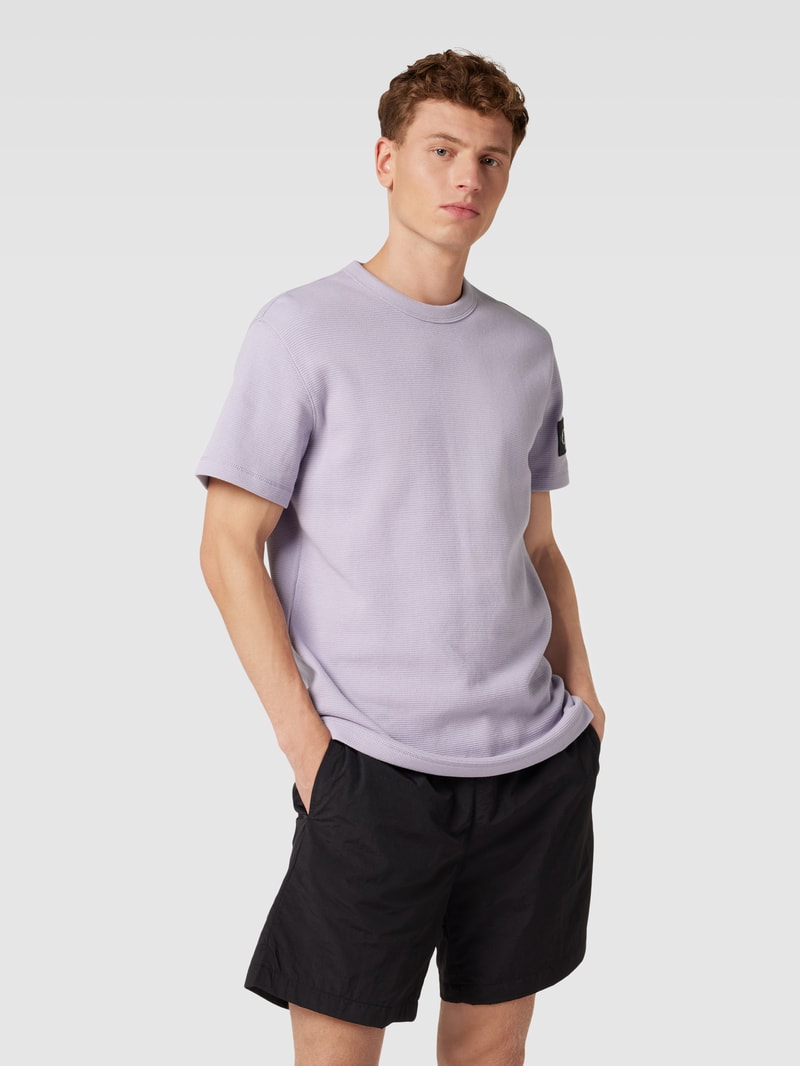 T-Shirt aus Baumwolle mit Strukturmuster Modell 'WAFFLE' in lavendel