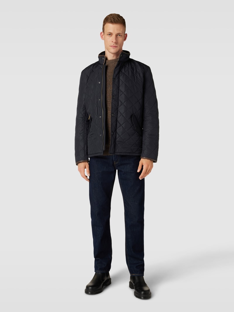 Steppjacke mit Stehkragen Modell 'POWELL' in marineblau