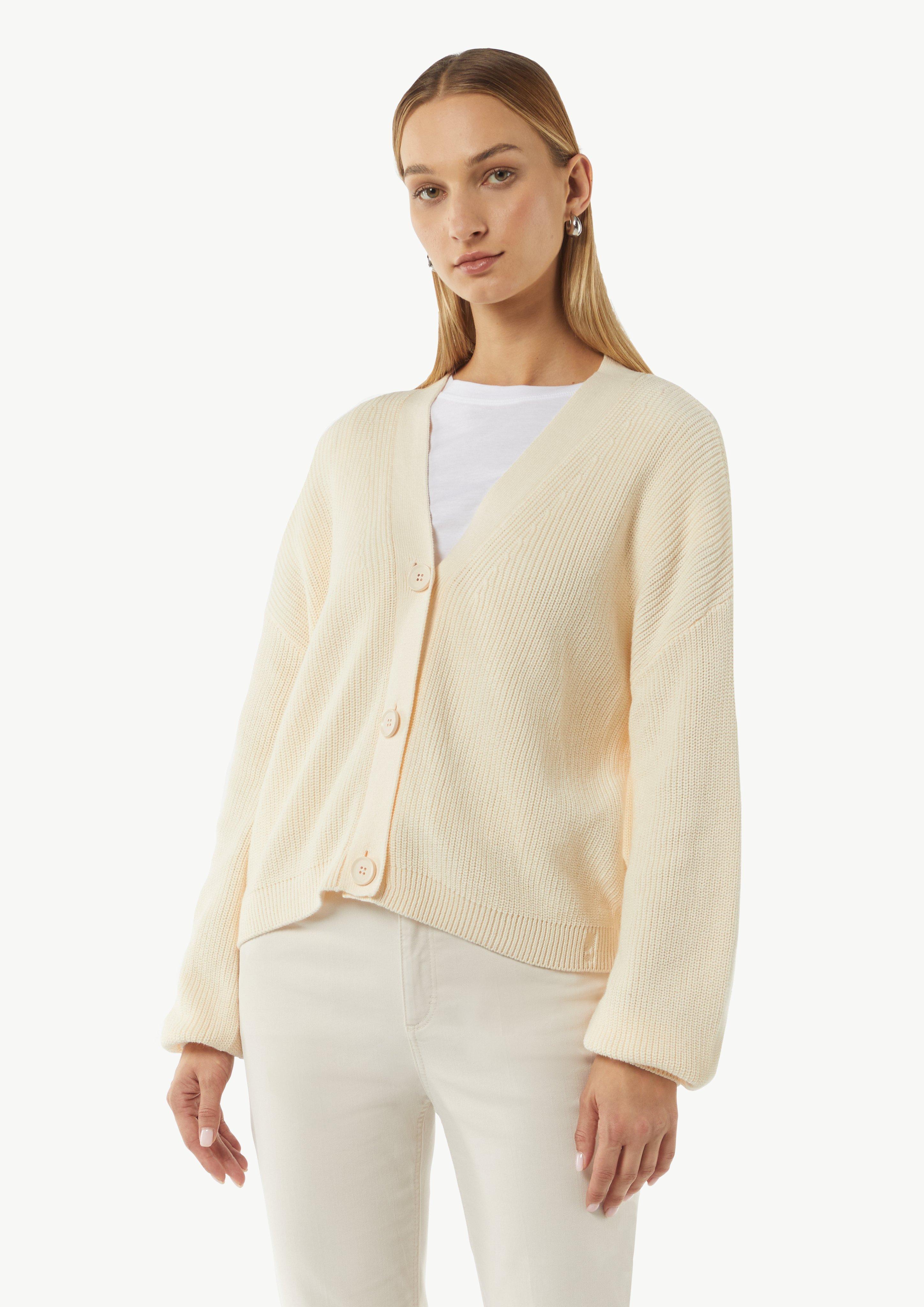 Strukturierter Cardigan mit überschnittenen Schultern - creme