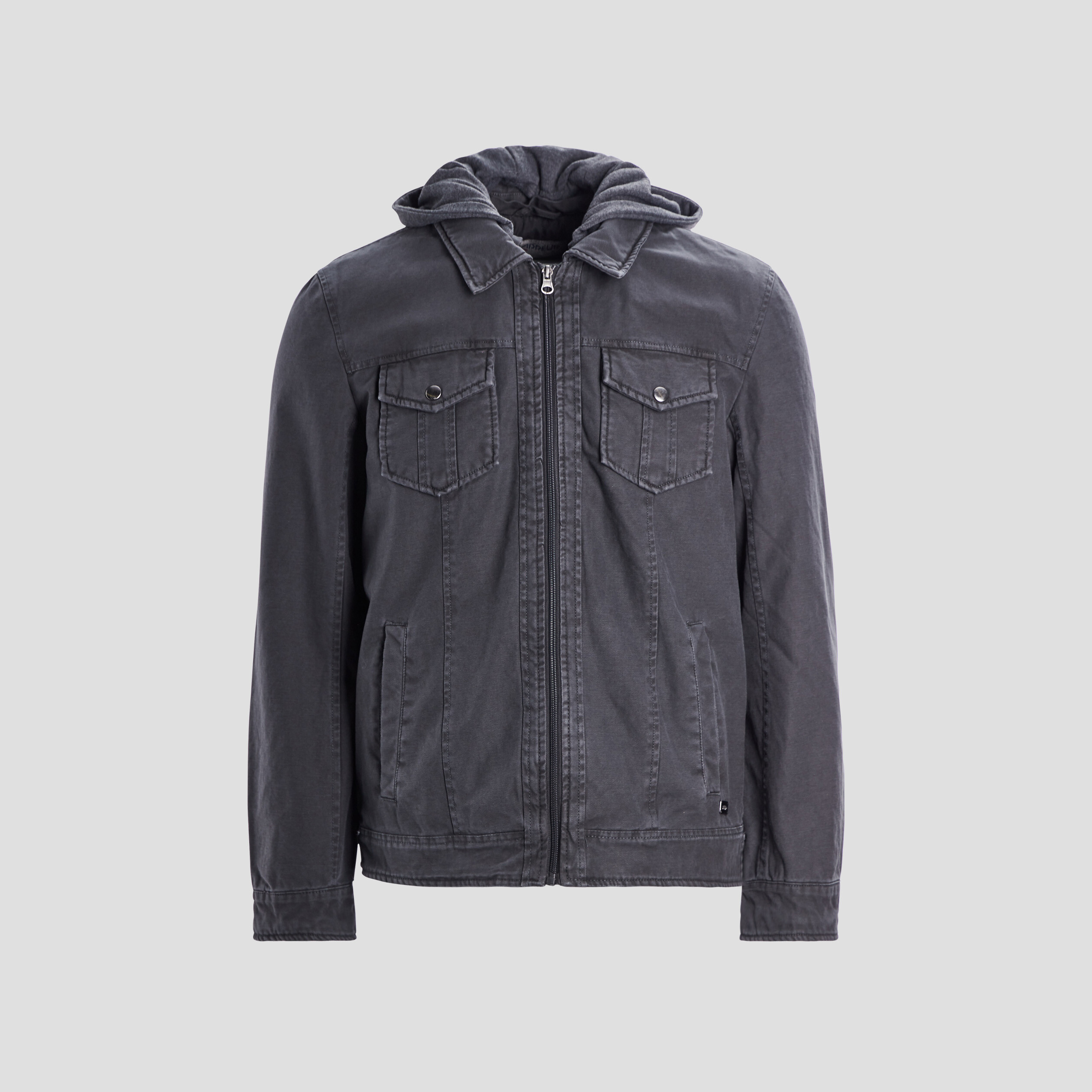 Blouson droit avec capuche Trappeur gris foncé homme | La Halle