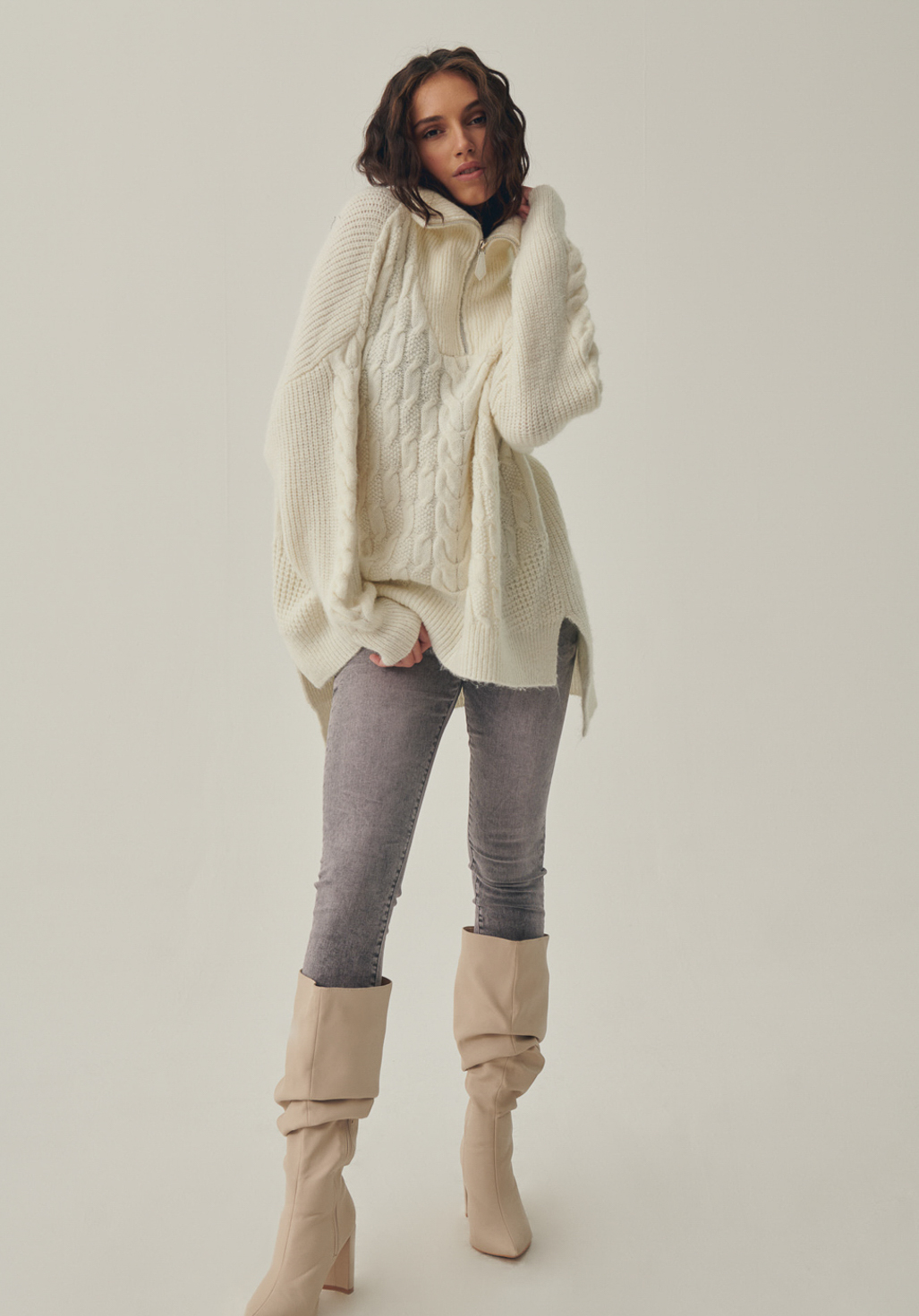LENA   Pull écru femme
