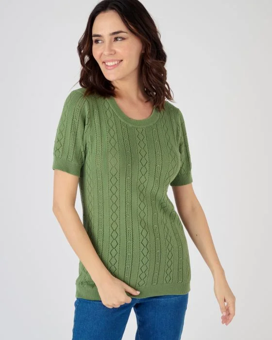 Pull ajouré manches courtes