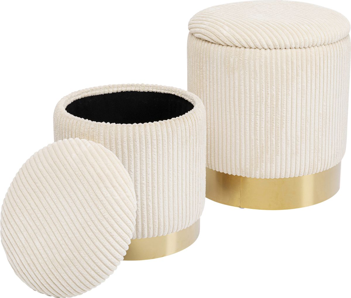 KARE Hocker Cherry 2er Set Cord Creme
