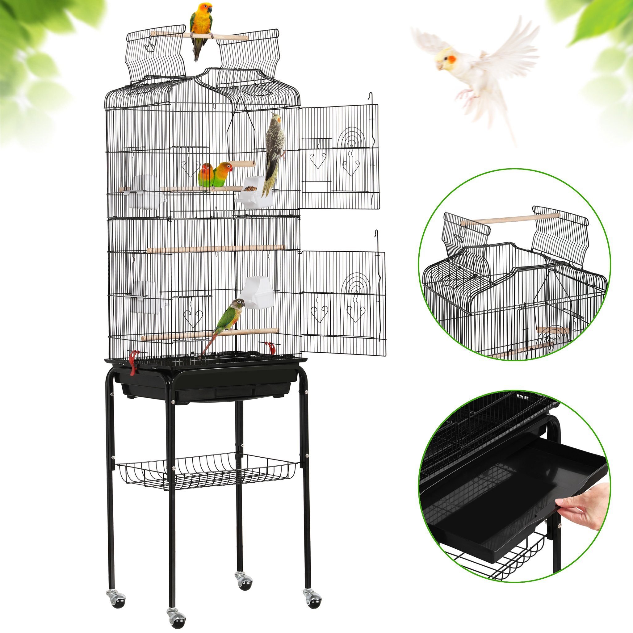 Yaheetech Vogelkäfig, Vogelbauer Vogelvoliere Käfig Vogelhaus