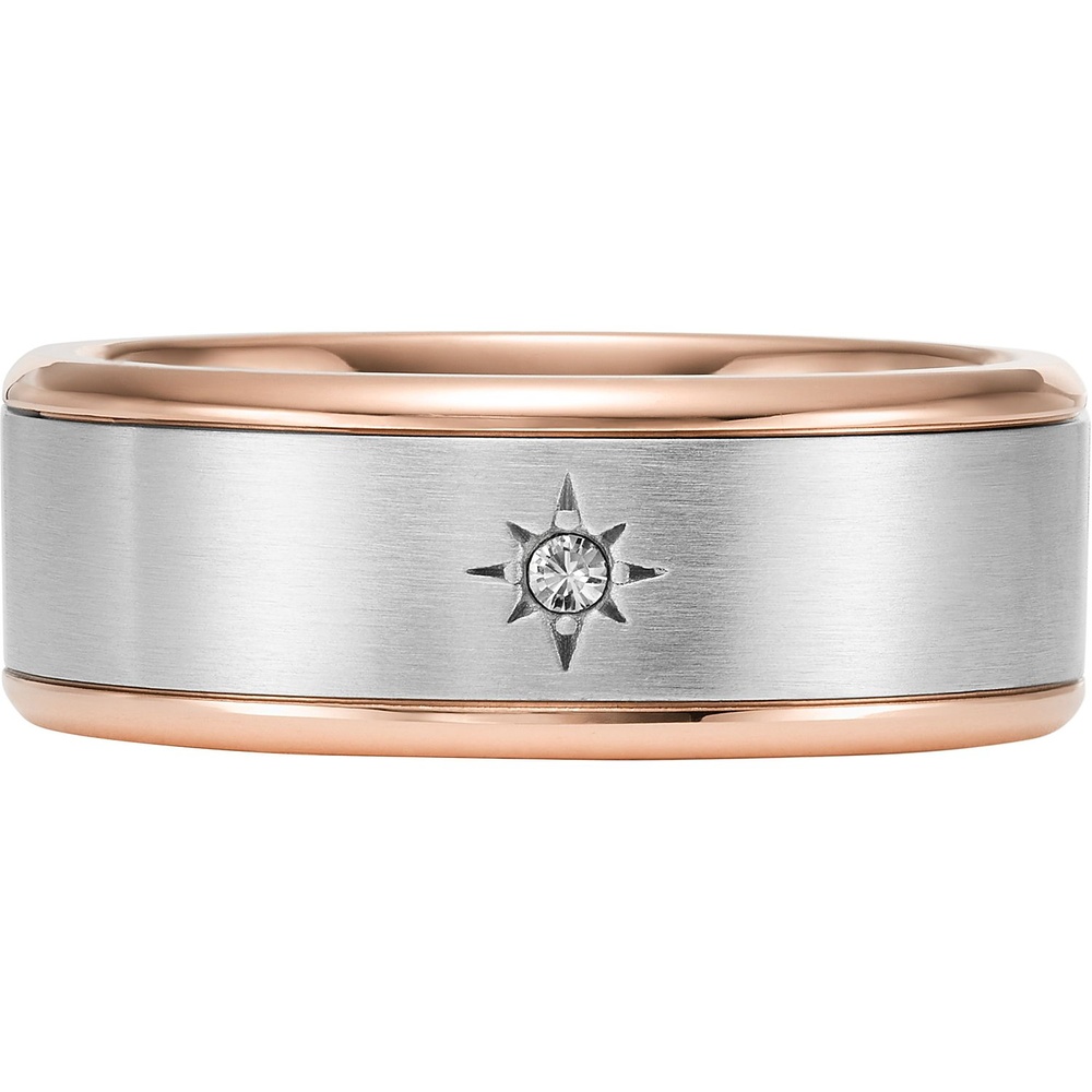 Fossil Bague pour hommes Acier inoxydable bicolore Bague