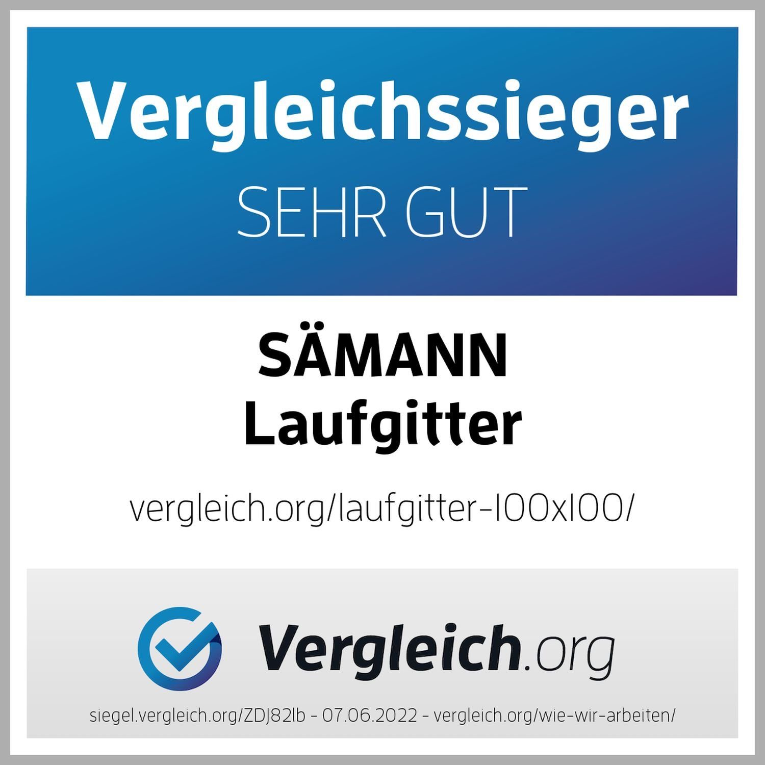 Sämann Laufgitter 120x120 cm mit Matratze, TÜV geprüft 2021, stufenlos höhenverstellbar