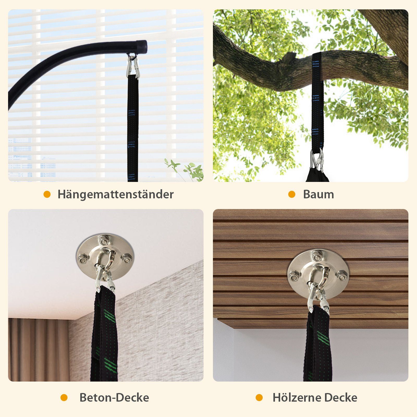 COSTWAY Hängezelt Hängehöhle, Personen: 3, belastbar bis 115 kg, 100 x 150 cm, grün