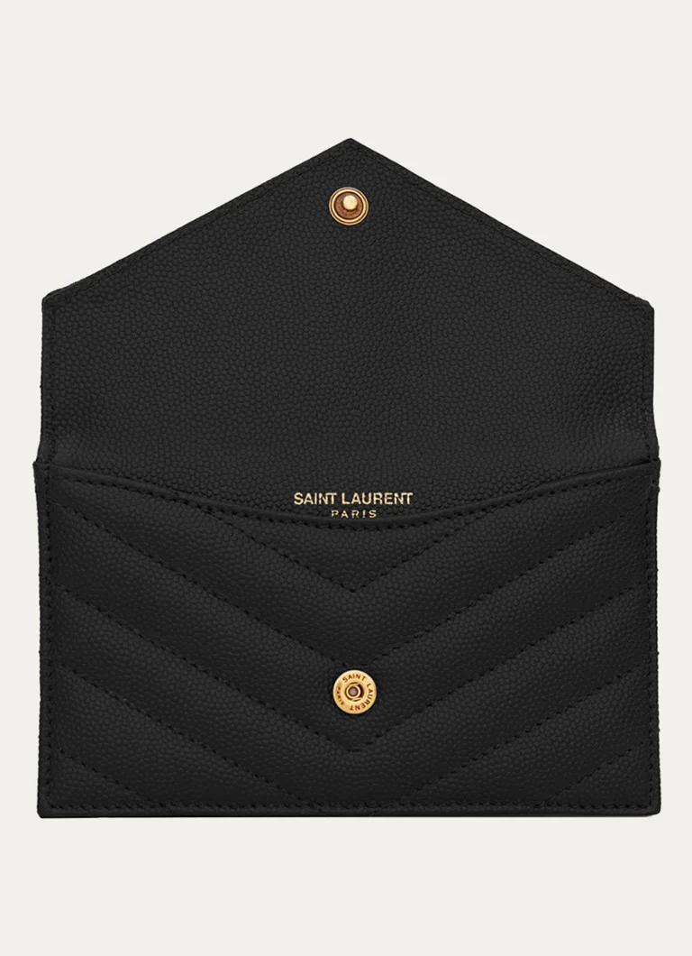 Etui na karty Zip Fragments marki Saint Laurent wykonane ze skóry cielęcej.