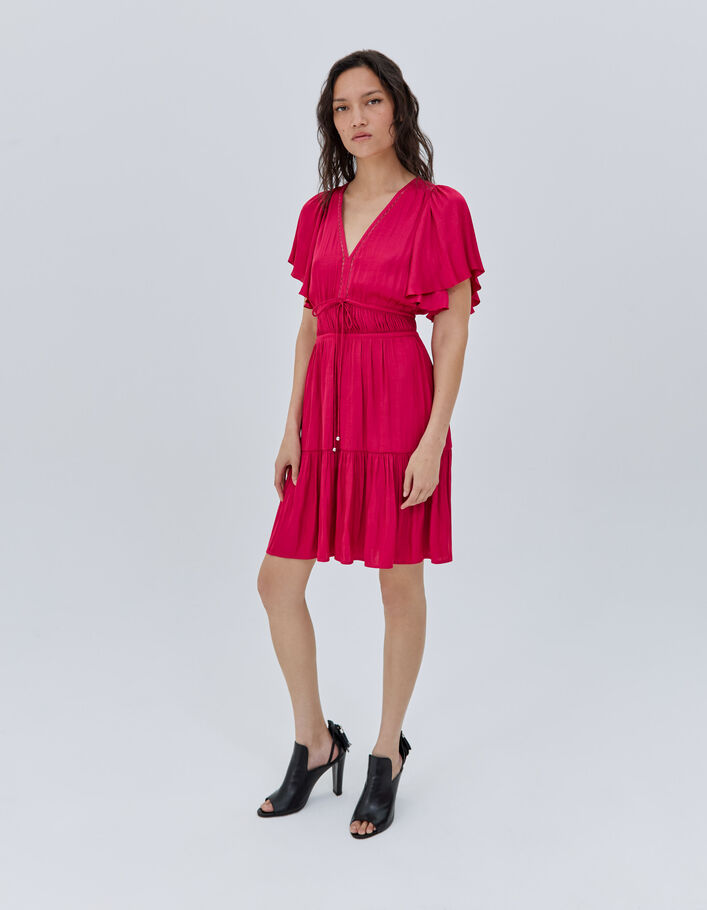 Robe volantée fushia acidulé femme