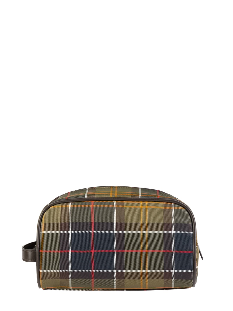 Kulturbeutel mit Tartan-Karo in grün