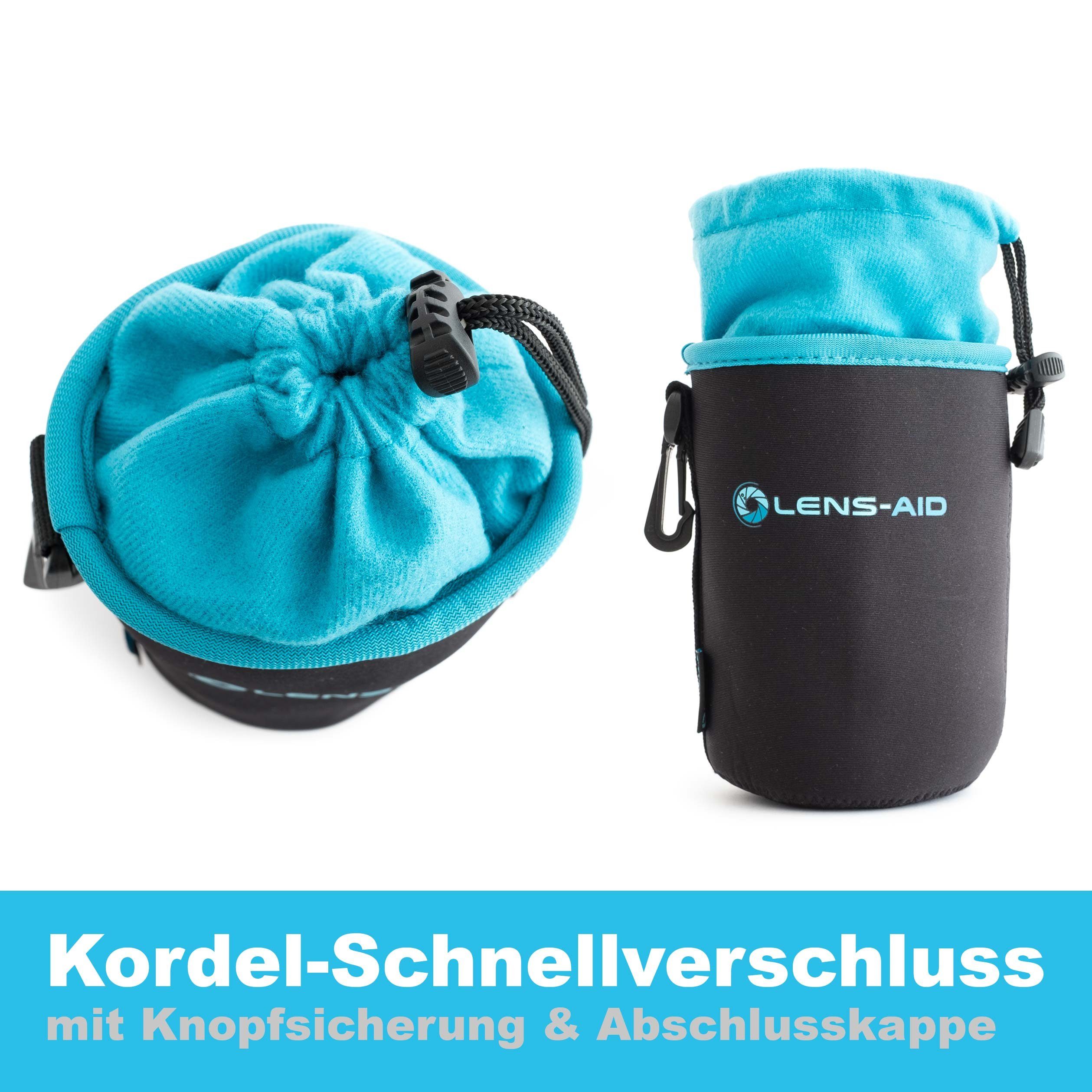 Lens-Aid Kameratasche Neopren Objektivbeutel mit Fleece-Fütterung als Set oder einzeln Objektivtasche BZW. Köcher als Schutz für Objektiv, Blitz, Monitor, Kamera-Zubehör