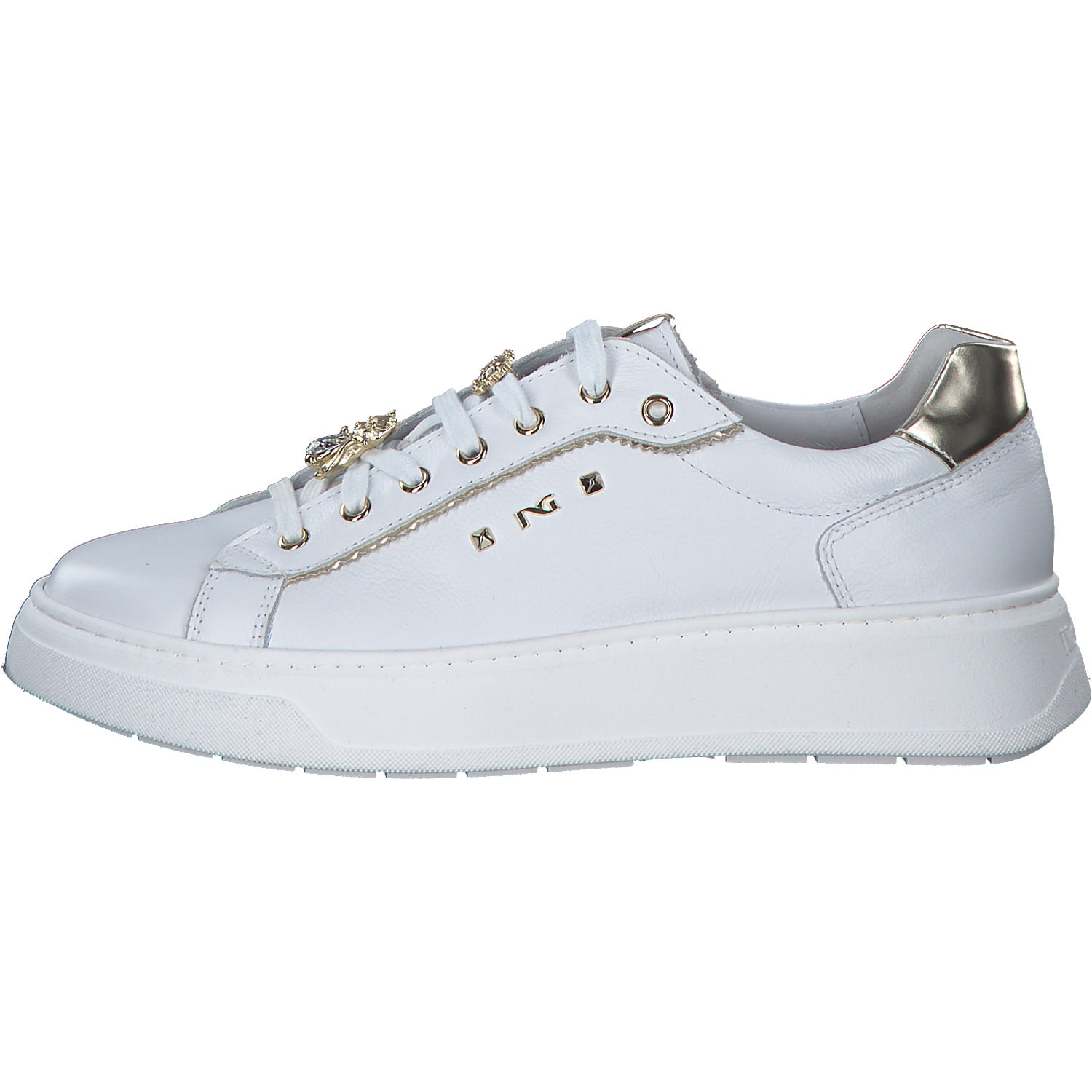 NeroGiardini E409975D, Schnürschuhe, Damen, Weiss-Gold