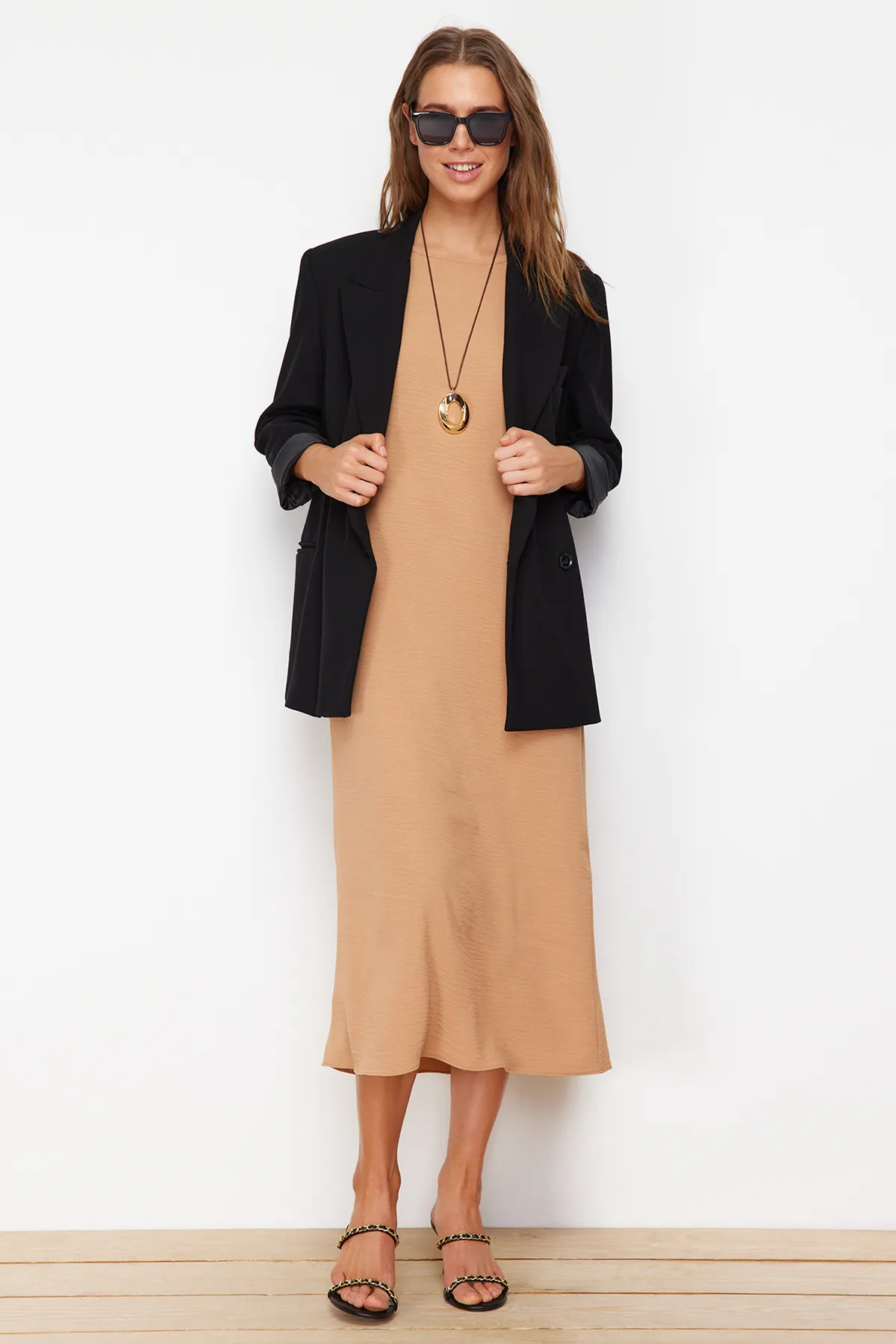 Trendyol Modest  Steinbraunes 2er-Pack Unterwäschekleid mit gewebtem Aerobin-Futter TCTSS23EB00146