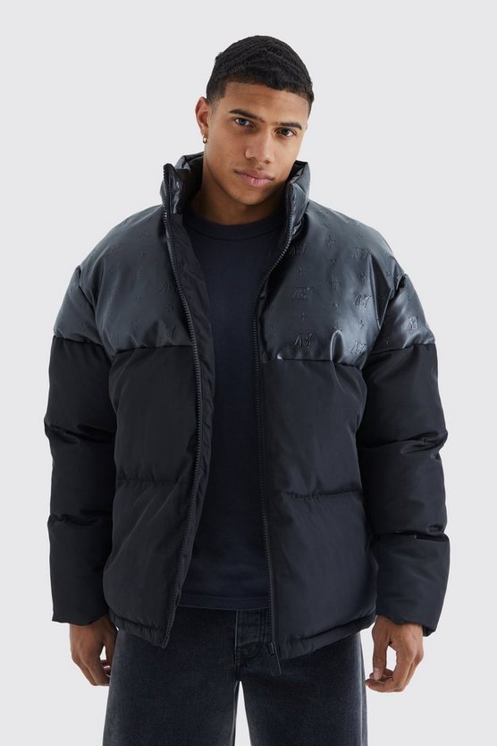 Oversize PU & Nylon Steppjacke