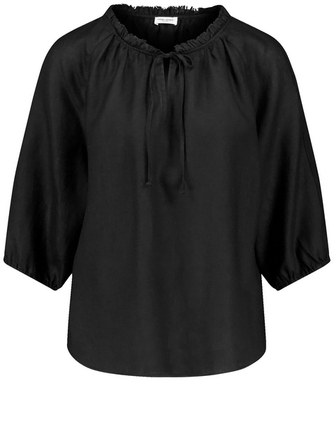 Leinenbluse mit Rüschenkragen