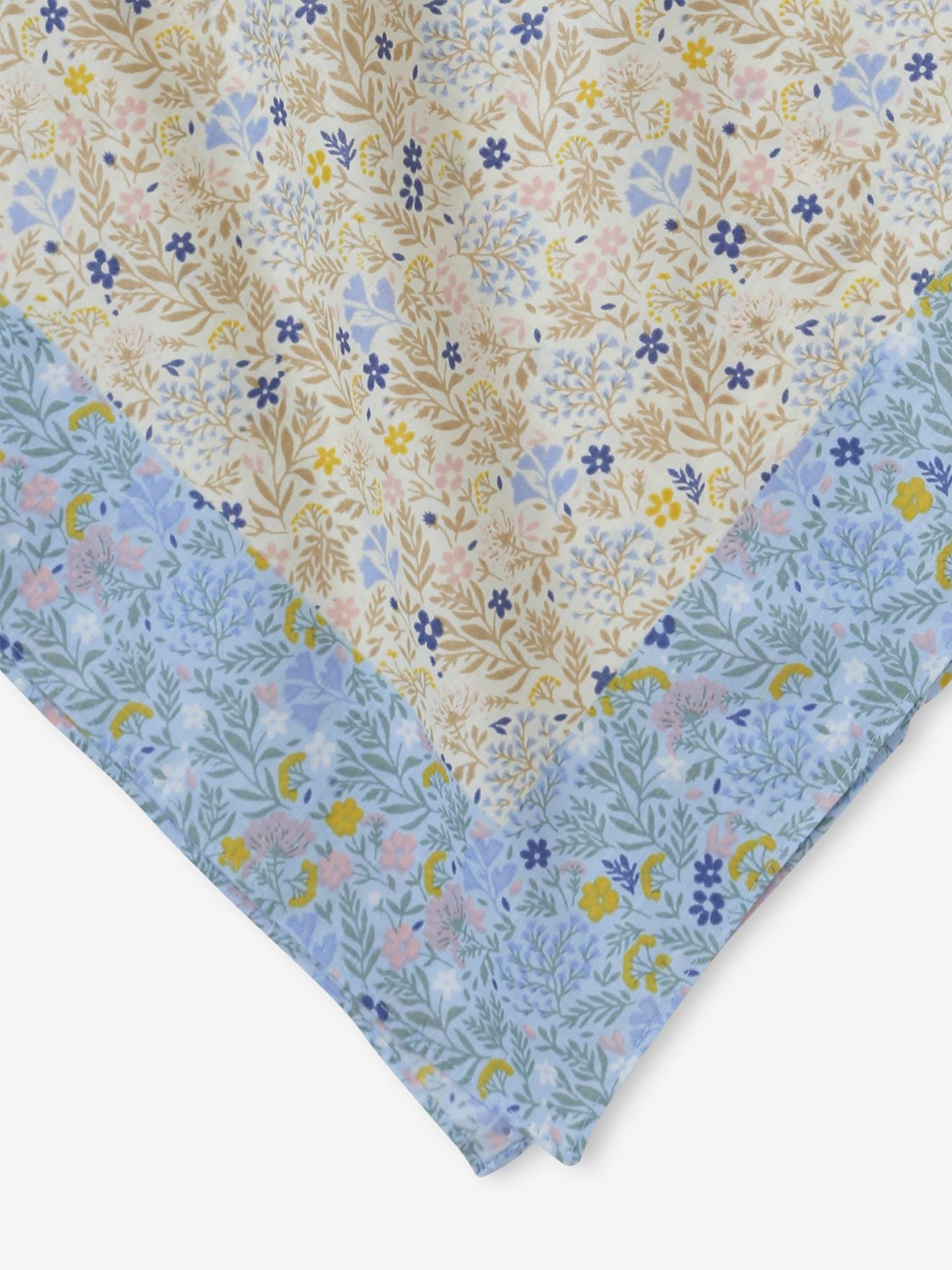 Foulard personnalisable imprimé fleuri fille bleu ciel