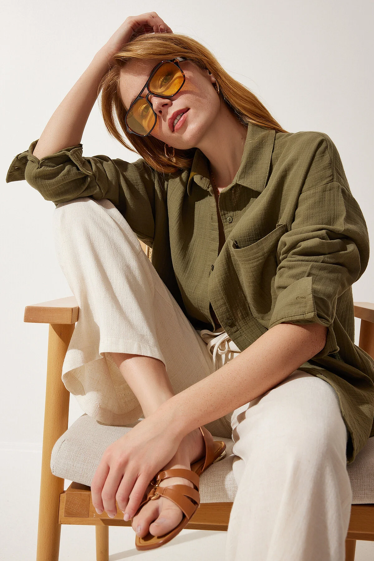 Happiness İstanbul  Hemd - Khaki - Oversized