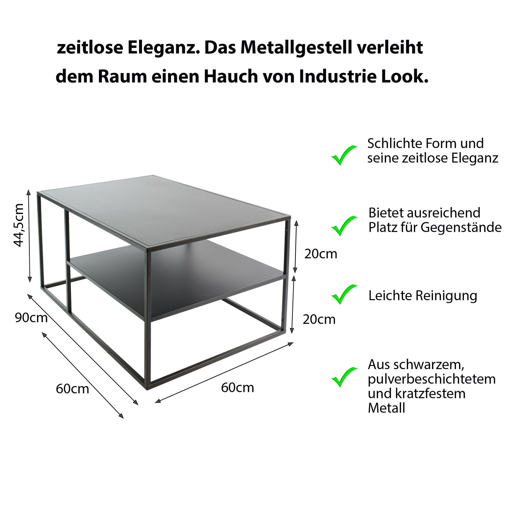 osoltus Raumteiler osoltus cube Industrie Stil Couchtisch Stahl schwarz 90x60x45cm
